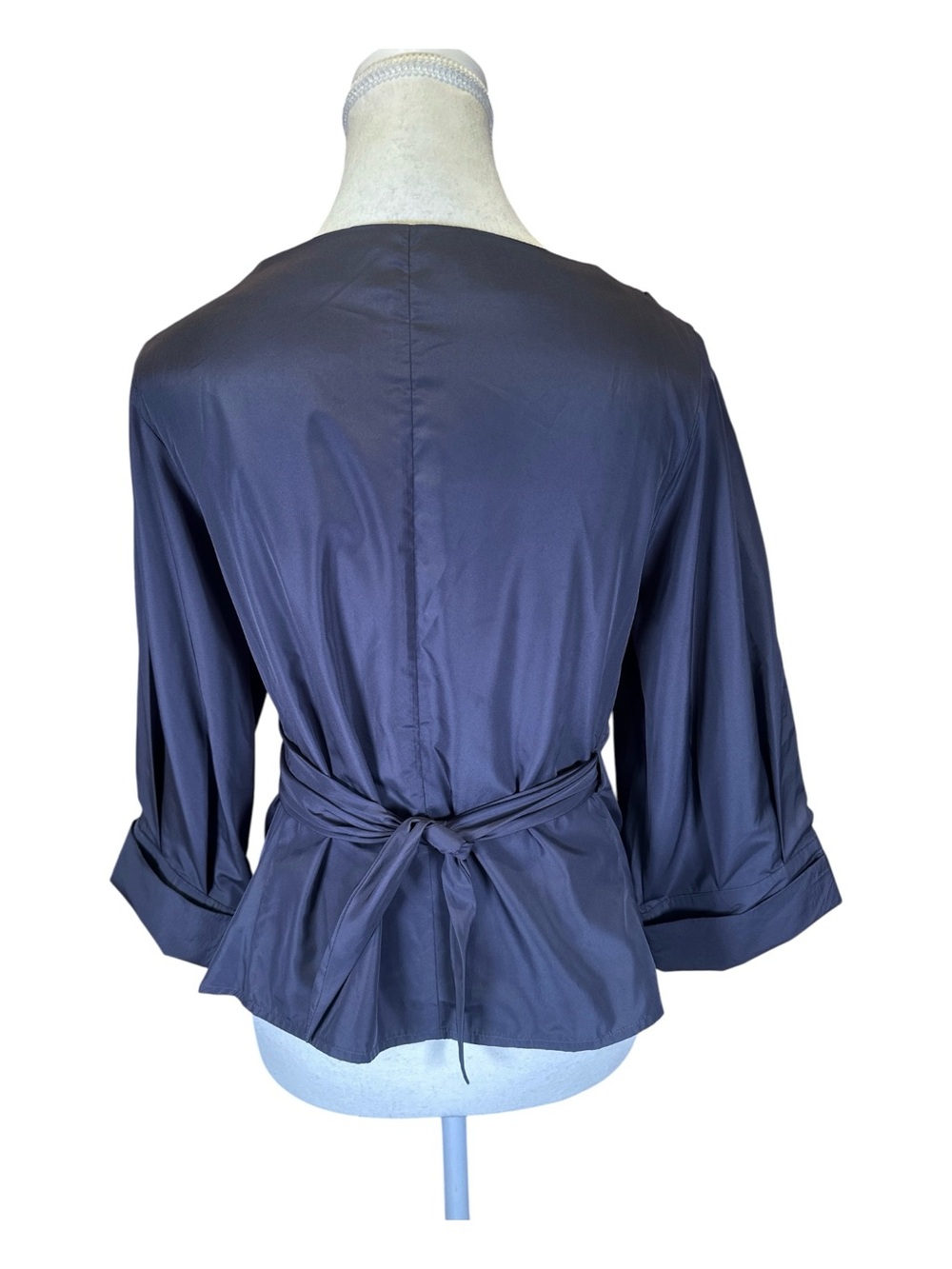 Wrap-Front Puff Sleeve Blouse in Charcoal - Picture 5 of 8